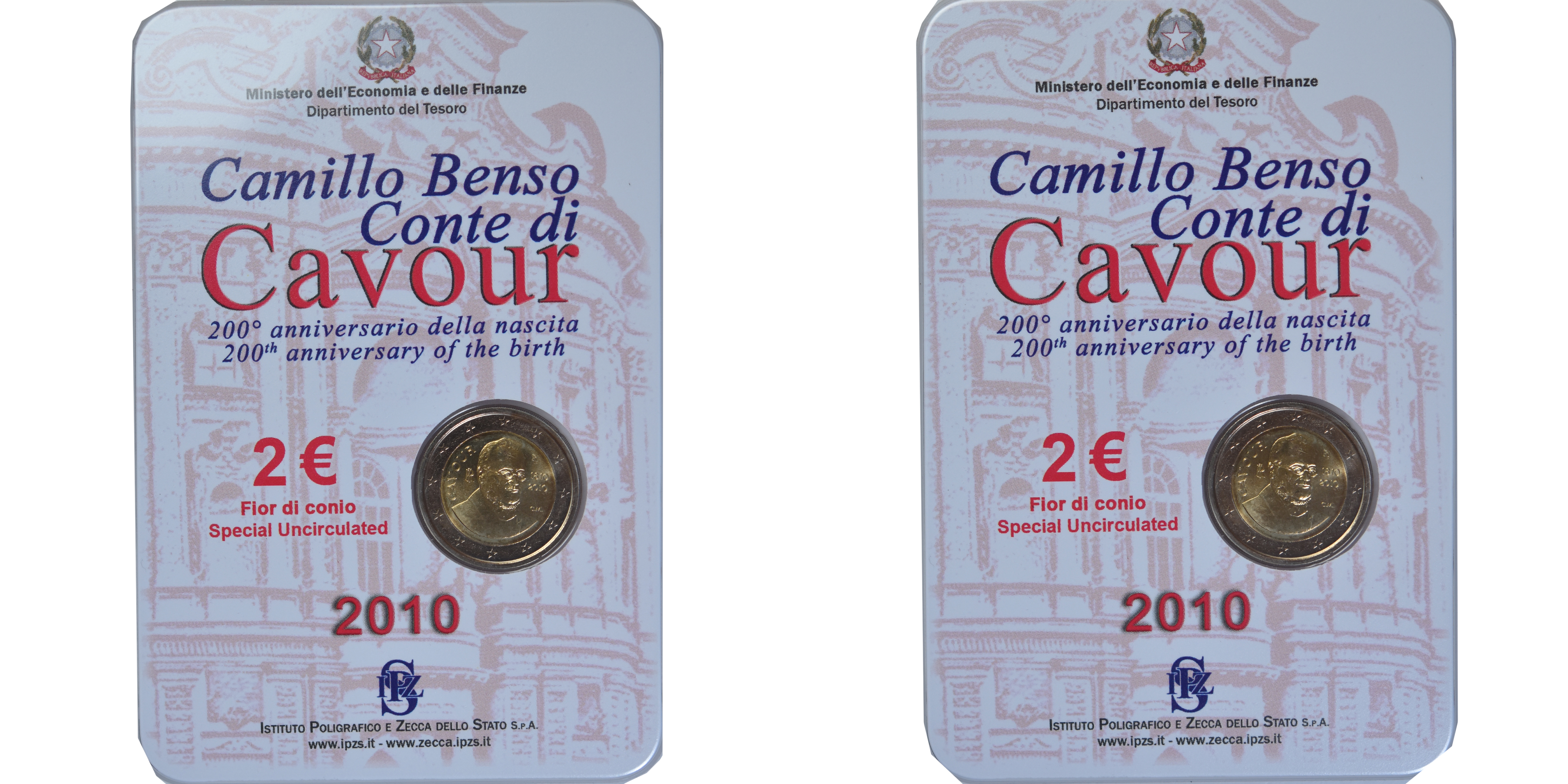 Italy, 2 Euro, Camillo Benso comte di Cavour, 2010, Rome, Special Unc.