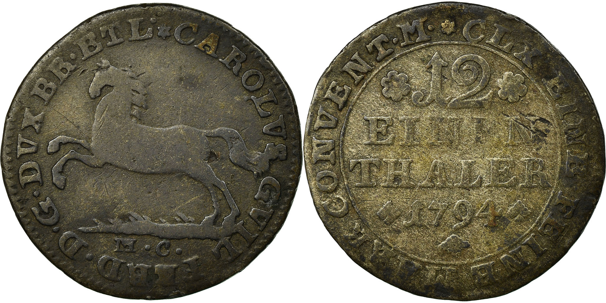 Coin, German States, BRUNSWICK-WOLFENBUTTEL, 1/12 Thaler, 1794,