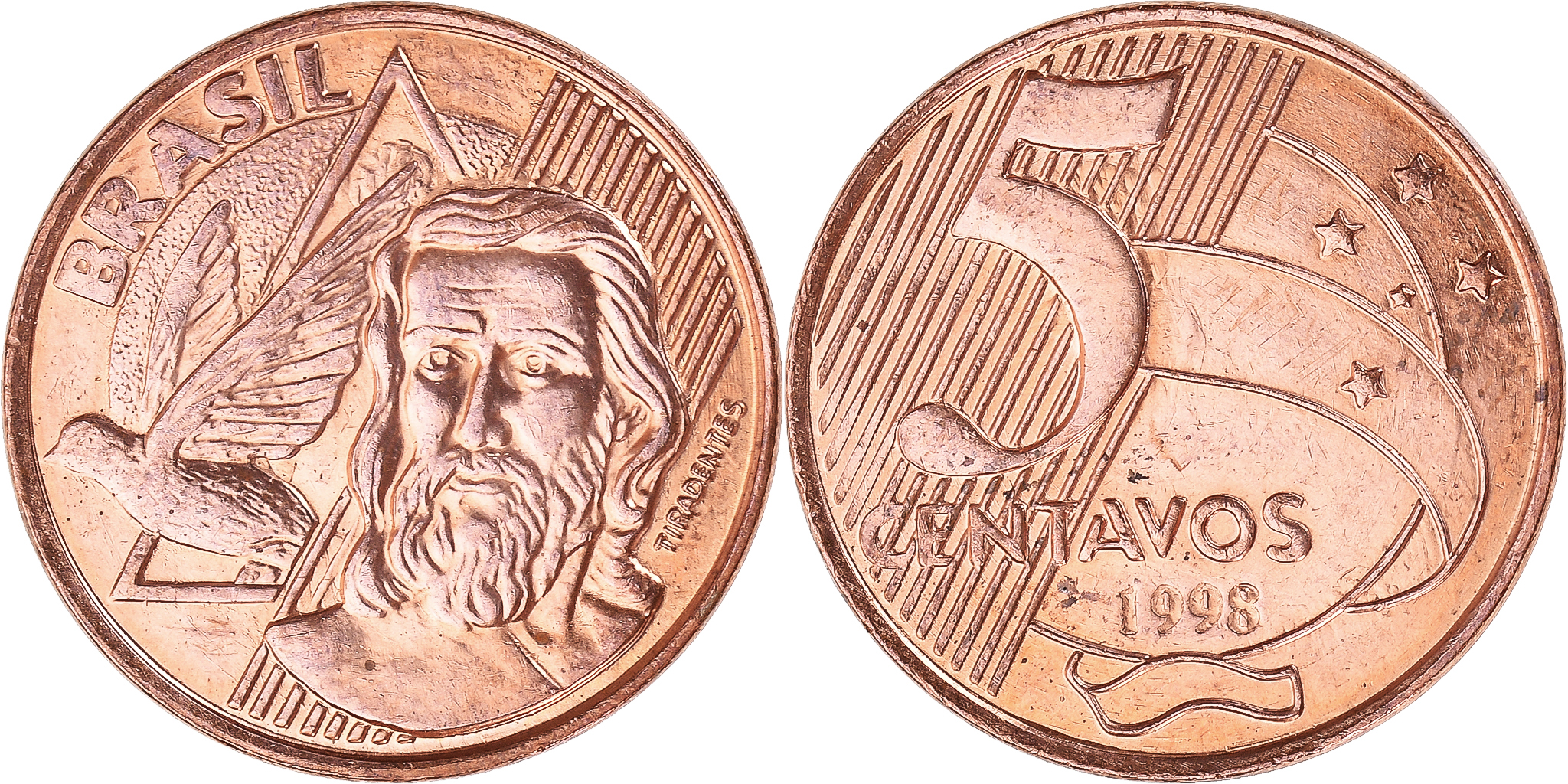 Coin, Brazil, 5 Centavos, 1998, , Copper Plated Steel, KM:648