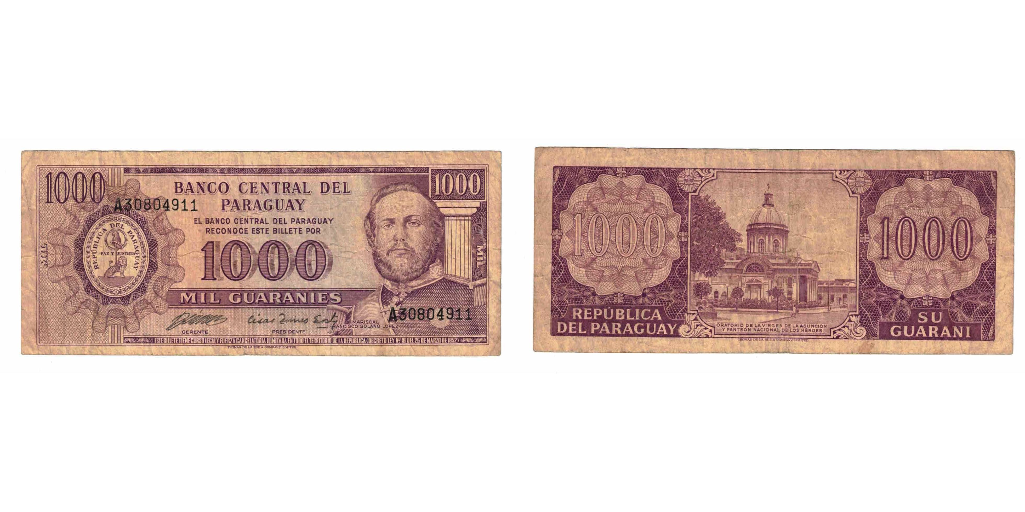 Banknote, Paraguay, 1000 Guaranies, KM:207, VF(20-25) | World Paper Money