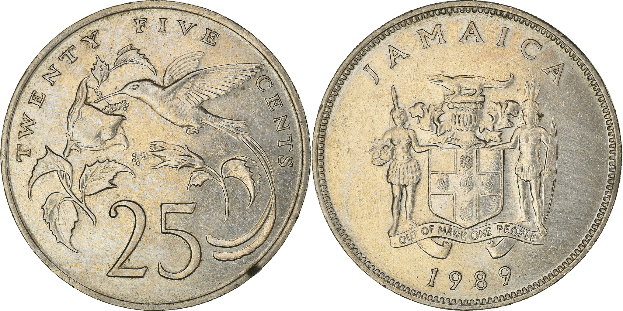 Coin, Jamaica, Elizabeth II, 25 Cents, 1989, Franklin Mint