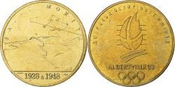 World Coins - France, Token, XVIème JO d'Albertville, Saint Moritz, 1992, Copper-Nickel Gilt