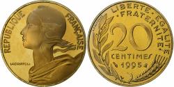 World Coins - France, 20 Centimes, Marianne, 1995, Paris, Proof / BE, Aluminum-Bronze