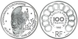World Coins - Coin, France, "UNIR LES HOMMES"., 100 Francs-15 Ecus, 1992, Pessac, 100 francs /