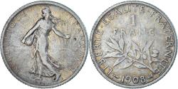 World Coins - Coin, France, Semeuse, Franc, 1908, Paris, , Silver, KM:844.1