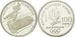 World Coins - Coin, France, Bobsledding, 100 Francs, 1990, BE, , Silver, KM:981