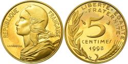 World Coins - Coin, France, Marianne, 5 Centimes, 1998, Paris, Proof,