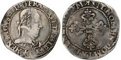 World Coins - France, Henri III, Franc au Col Plat, 1581, Bordeaux, Silver,