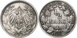 World Coins - GERMANY - EMPIRE, 1/2 Mark, 1918, Stuttgart, Silver, , KM:17