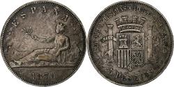 World Coins - Spain, Provisional Government, 5 Pesetas, 1870, Madrid, Silver,