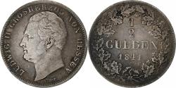 World Coins - Germany, Grand duchy of Hessen-Darmstadt, Ludwig II, 1/2 Gulden, 1841, Silver
