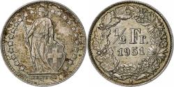 World Coins - Switzerland, 1/2 Franc, 1951, Bern, Silver, , KM:23