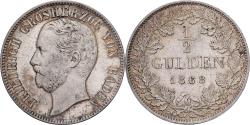 World Coins - Grand Duchy of Baden, BADEN, Friedrich I, 1/2 Gulden, 1868, Stuttgart, Silver