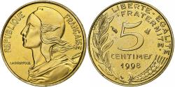 World Coins - France, 5 Centimes, Marianne, 1998, Paris, BU, Aluminum-Bronze,