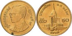 World Coins - Thailand, Rama IX, 50 Satang = 1/2 Baht, 2001, Aluminum-Bronze, , KM:203