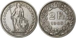 World Coins - Switzerland, 2 Francs, Helvetia, 1968, Bern, Copper-nickel,
