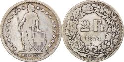 World Coins - Coin, Switzerland, 2 Francs, 1874, Bern, , Silver, KM:21