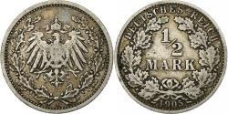 World Coins - GERMANY - EMPIRE, 1/2 Mark, 1905, Berlin, Silver, , KM:17
