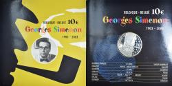 World Coins - Belgium, 10 Euro, Georges Simenon, 2003, Royal Belgium Mint, BE,