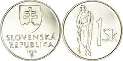 World Coins - Coin, Slovakia, Koruna, 1994, 15th Century of Madonna and Child, , Bronze
