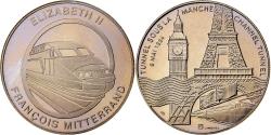 World Coins - France, Medal, Tunnel sous la Manche - Elizabeth II, Mitterrand, 1994
