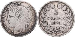 World Coins - France, 5 Francs, Cérès, 1870, Bordeaux, Silver, , Gadoury:742