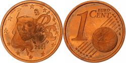 World Coins - France, Euro Cent, Proof, 2001, Monnaie de Paris, Copper Plated Steel