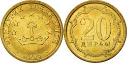 World Coins - Coin, Tajikistan, 20 Drams, 2006, St. Petersburg, , Brass Clad Steel