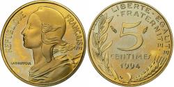 World Coins - France, 5 Centimes, Marianne, 1994, Paris, BE, Aluminum-Bronze,