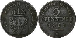 World Coins - Kingdom of Prussia, Wilhelm I, 3 Pfenninge, 1861, Berlin, Copper,