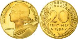 World Coins - Coin, France, Marianne, 20 Centimes, 1994, Paris, Proof,