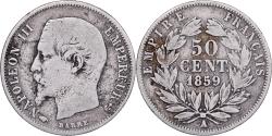 World Coins - France, Napoleon III, 50 Centimes, Napoléon III, 1859, Paris, Silver