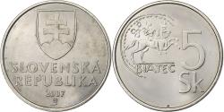 World Coins - Slovakia, 5 Koruna, 2007, Kremnica, Nickel plated steel, , KM:14