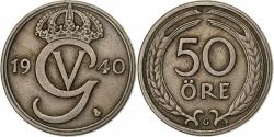 World Coins - Sweden, Gustaf V, 50 Öre, 1940, Nickel-Bronze, , KM:796