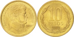 World Coins - Chile, 10 Pesos, 2003, Santiago, , Aluminum-Bronze, KM:228.2