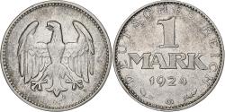 World Coins - GERMANY, WEIMAR REPUBLIC, Mark, 1924, Karlsruhe, Silver, , KM:42