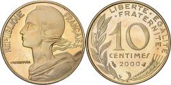 World Coins - France, 10 Centimes, Marianne, 2000, Paris, Proof, Aluminum-Bronze,