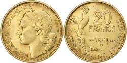 World Coins - France, 20 Francs, Guiraud, 1951, Beaumont - Le Roger, Aluminum-Bronze
