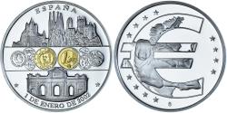 World Coins - Spain, Medal, Adoption de l'Euro, Politics, 2002, , Silver Plated