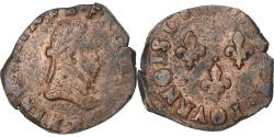 World Coins - France, Henri III, Double Tournois, 158[?], Tours, Copper,