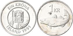 World Coins - Coin, Iceland, Krona, 1991, , Nickel plated steel, KM:27A