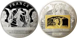 World Coins - France, Medal, Histoire de la Monnaie Française, 5000 Francs 1944,