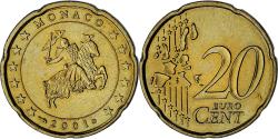 World Coins - Monaco, Rainier III, 20 Euro Cent, 2001, Paris, , Brass, Gadoury:MC176