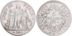 World Coins - France, 5 Francs, Union et Force, 1793 / AN 5, Paris, Silver,