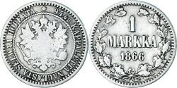 World Coins - Coin, Finland, Alexander II, Markka, 1866, Helsinki, , Silver, KM:3.1