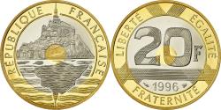 World Coins - Coin, France, Mont Saint Michel, 20 Francs, 1996, Paris, Proof,