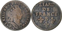 World Coins - France, Louis XIV, Liard, 1656, Pont-de-l'Arche, Copper, , Gadoury:80