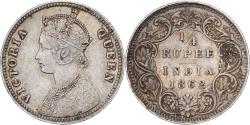 World Coins - British India, Victoria, 1/4 Rupee, 1862, Calcutta, Silver,