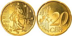 World Coins - France, 20 Euro Cent, 2003, Proof, , Brass, KM:1286