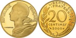 World Coins - France, 20 Centimes, Marianne, 2000, MDP, Proof, Bronze-Aluminium,